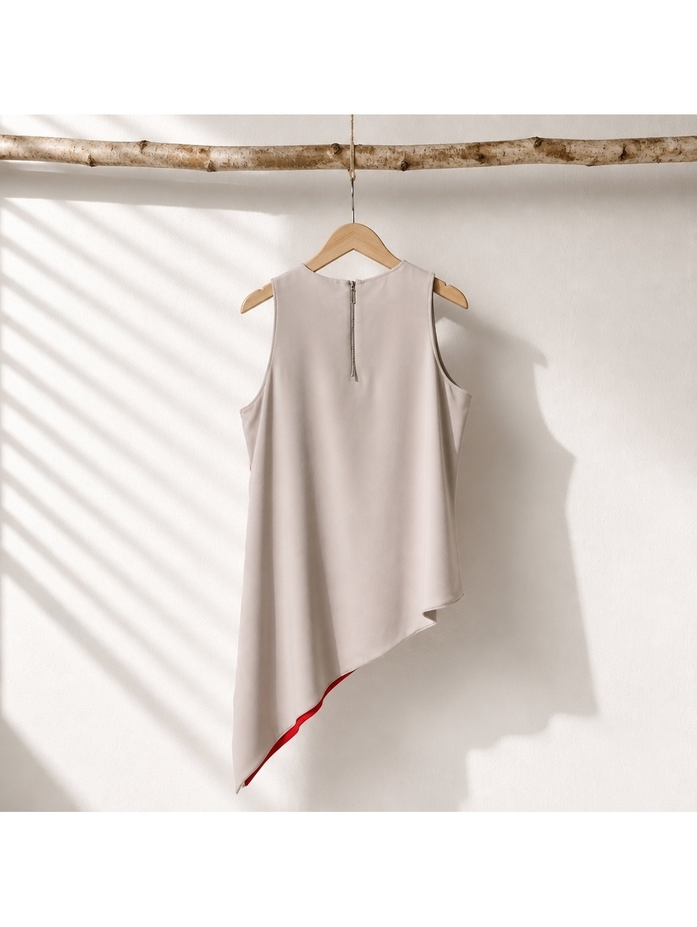 Alfani Spicy Red and Beige Asymmetrical Sleeveless Top Size 12 NWT - Picture 3 of 6